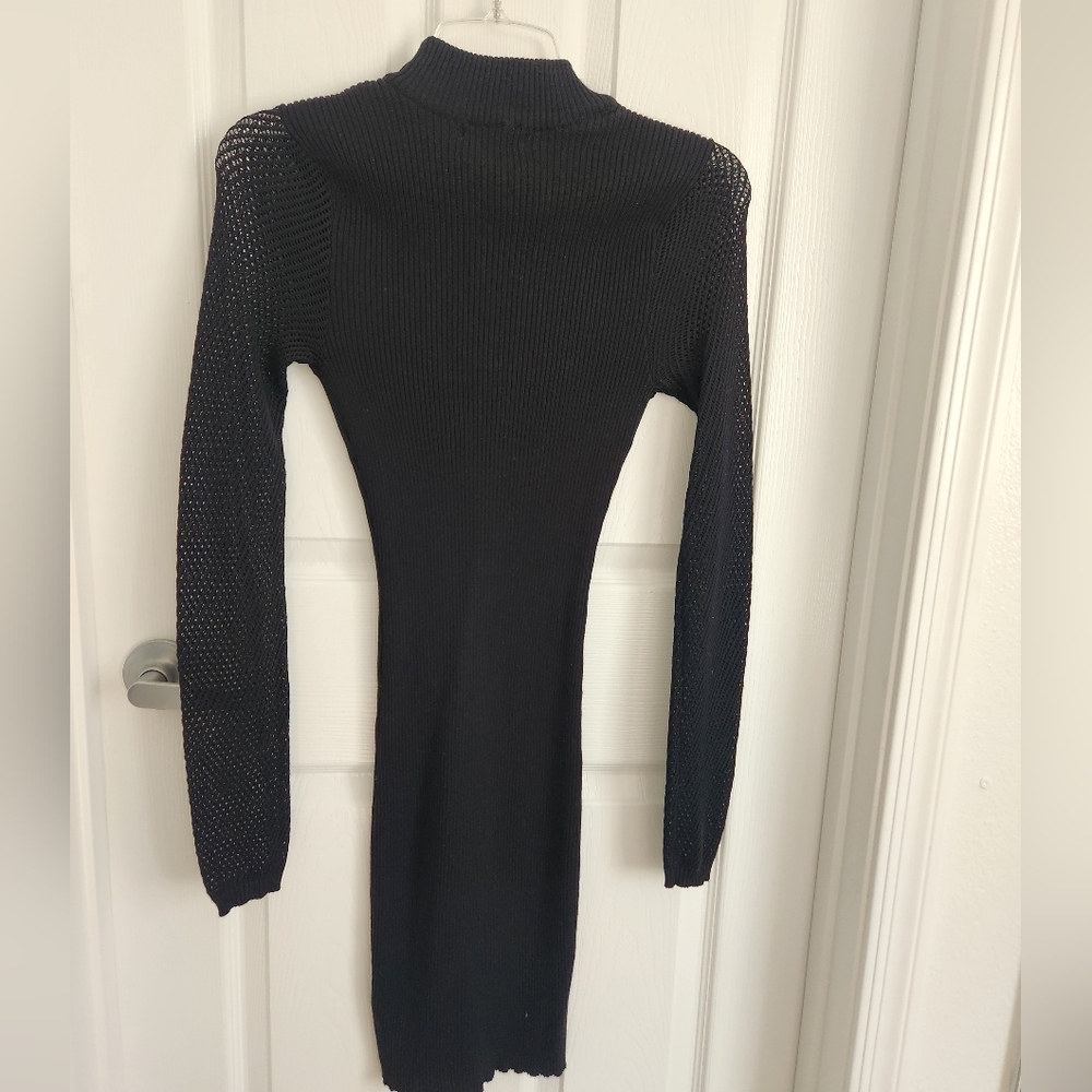 Love Always Black Mock Neck Long Sleeve Bodycon Sweater Dress